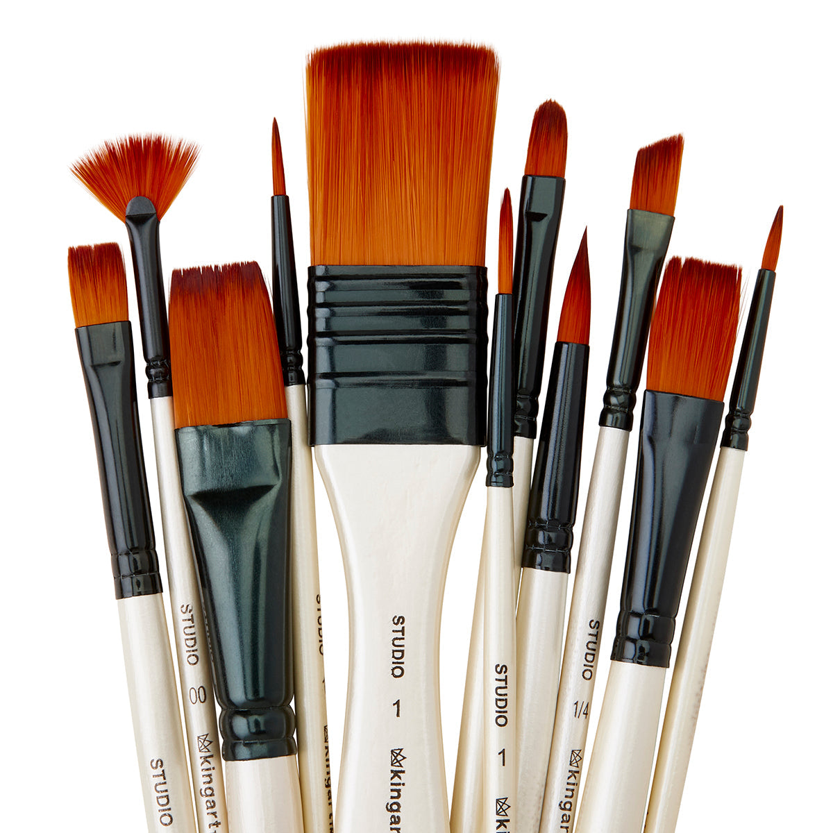 Studio Gold Nylon Brush Set - Acrylic & Watercolor - 12 Piece