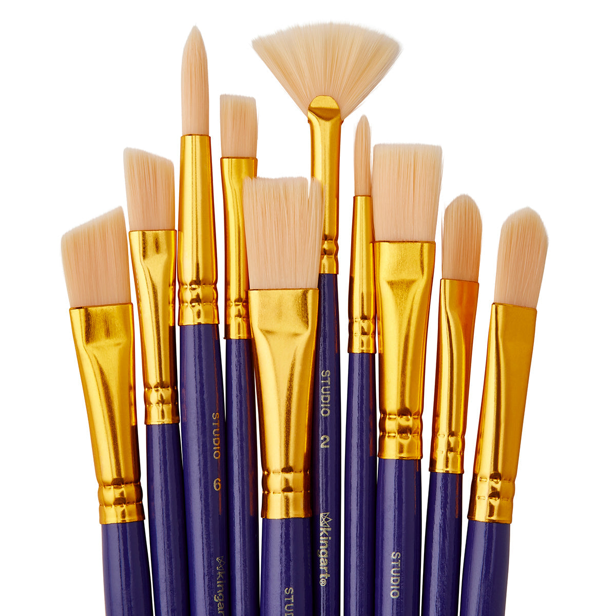 Studio Mixed Media Synthetic White Bristle Brush Set - 10 pc