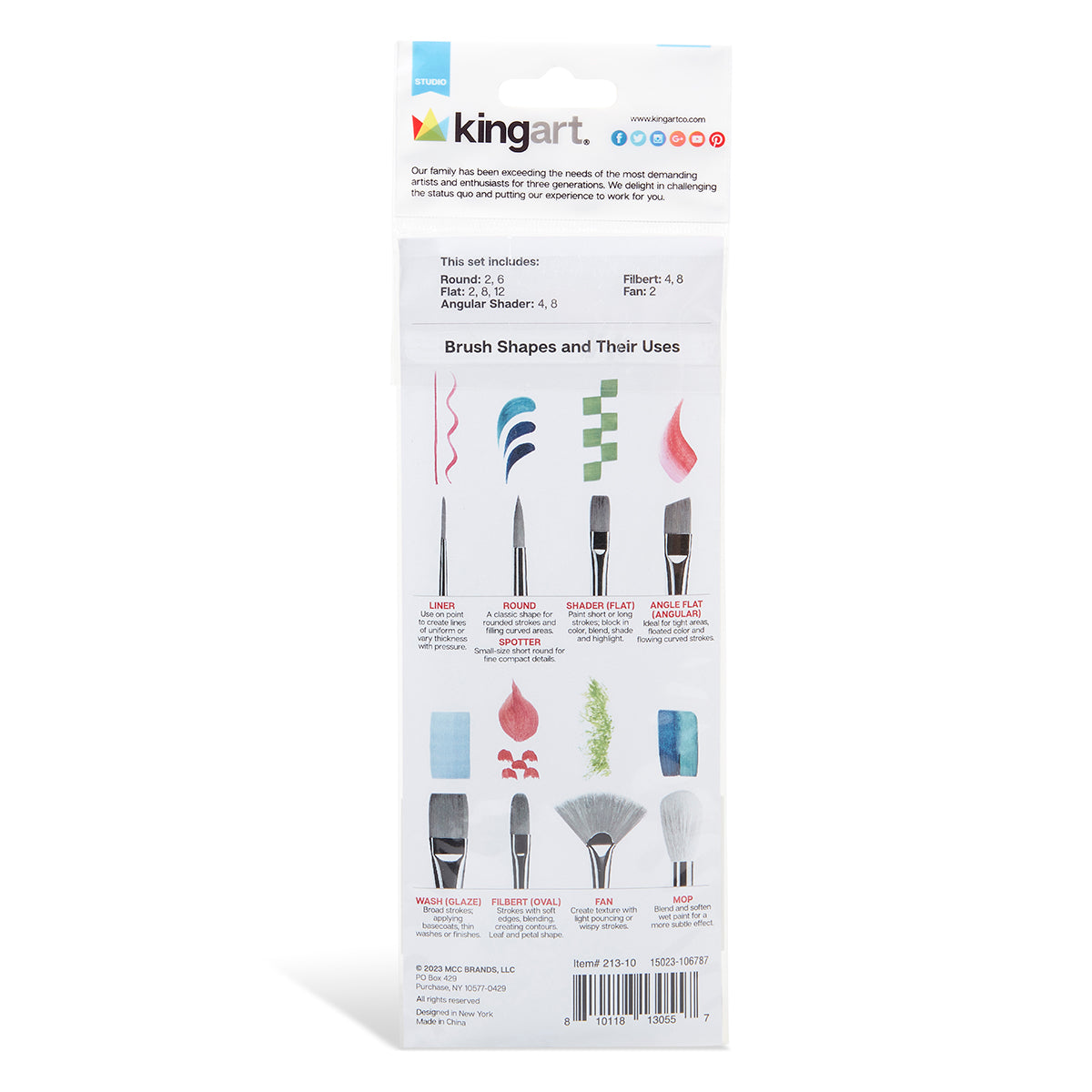 Studio Mixed Media Synthetic White Bristle Brush Set - 10 pc