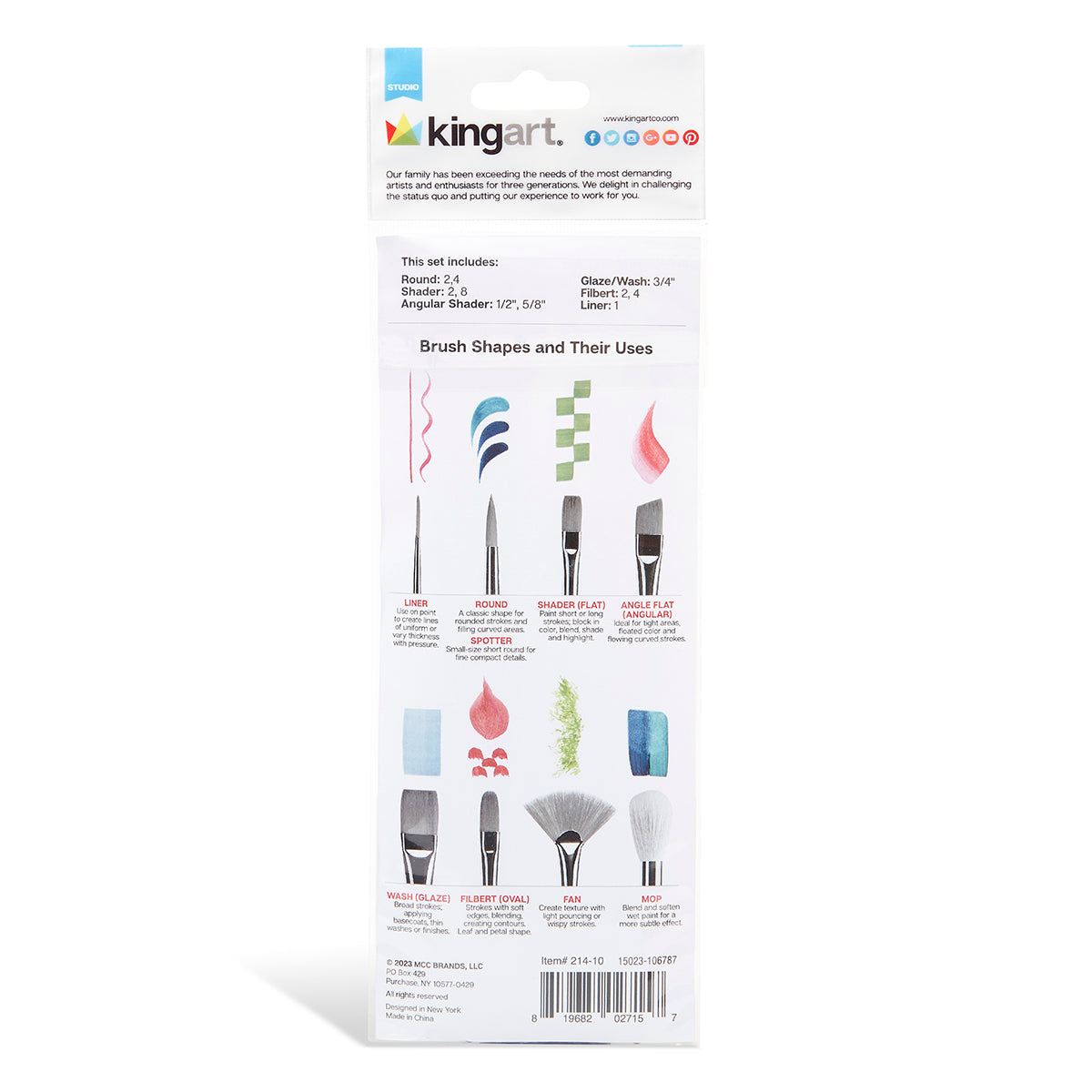 Studio White Nylon Brush Set - Acrylic & Watercolor - 10 pc