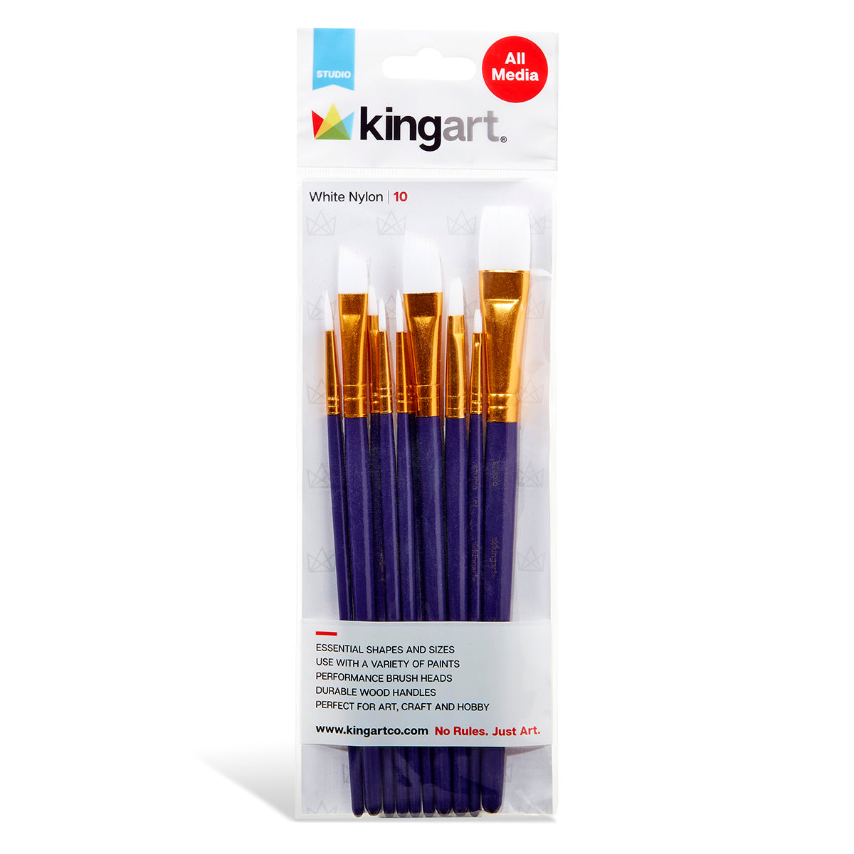 Studio White Nylon Brush Set - Acrylic & Watercolor - 10 pc