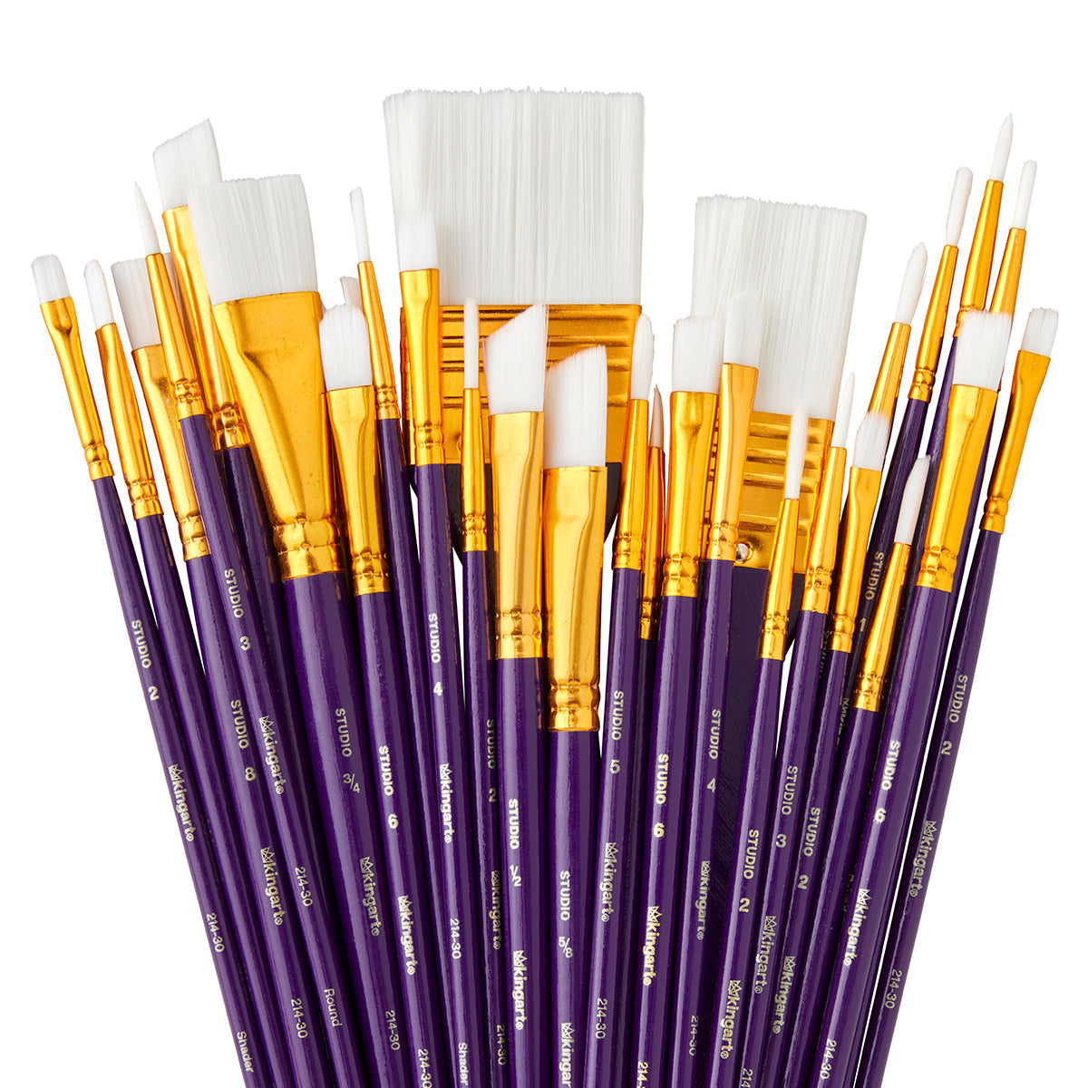 Studio White Nylon Brush Set - Acrylic & Watercolor - 30 pc