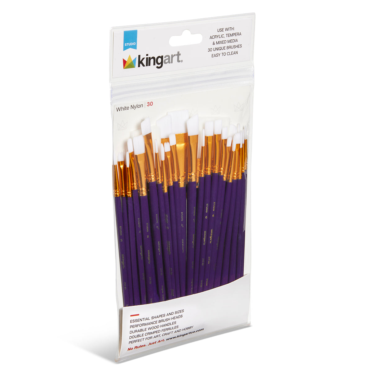 Studio White Nylon Brush Set - Acrylic & Watercolor - 30 pc