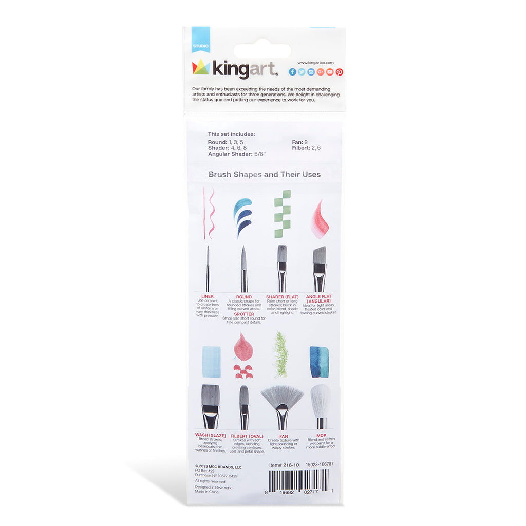 Studio Gold Nylon Brush Set - Acrylic & Watercolor - 10 pc