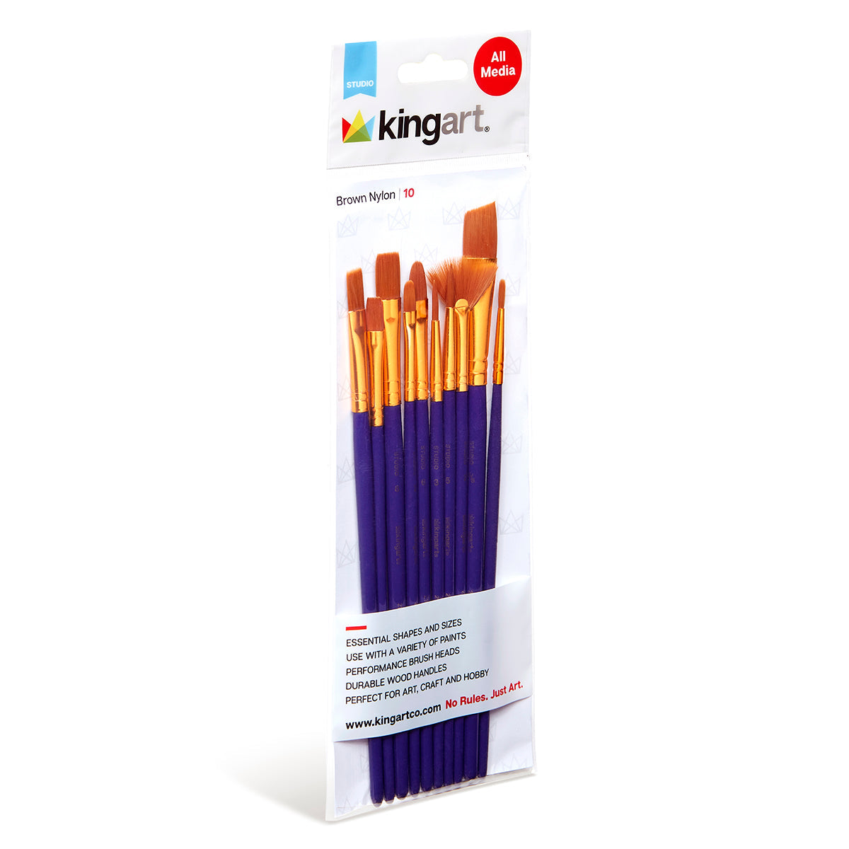 Studio Gold Nylon Brush Set - Acrylic & Watercolor - 10 pc