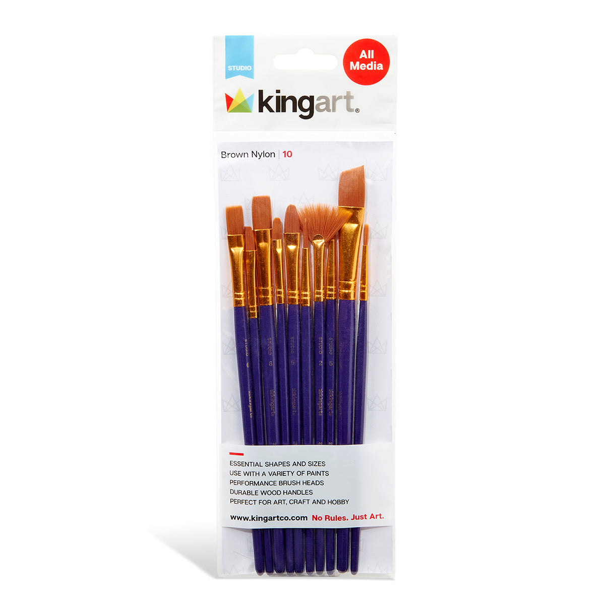 Studio Gold Nylon Brush Set - Acrylic & Watercolor - 10 pc