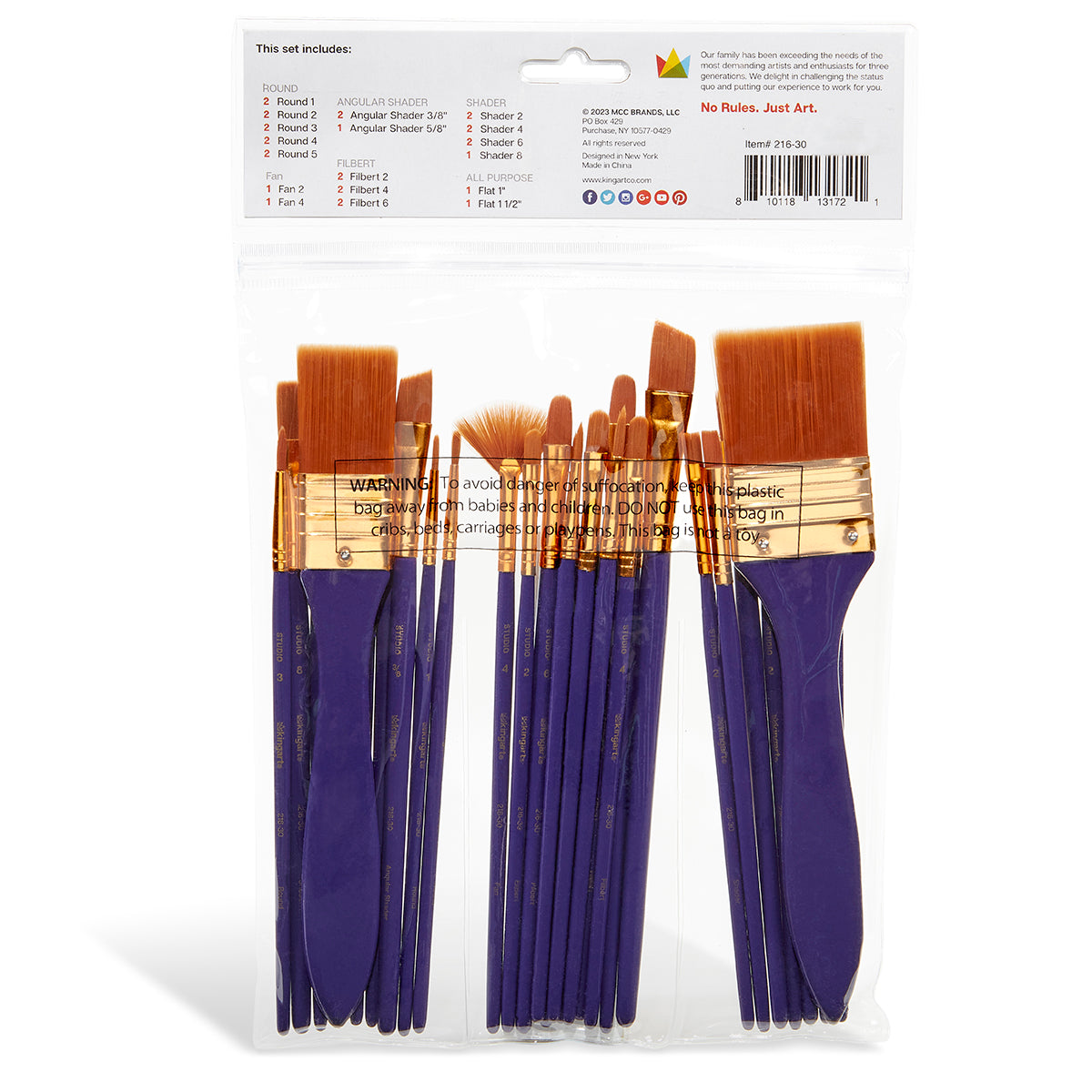 Studio Gold Nylon Brush Set - Acrylic & Watercolor - 30 pc