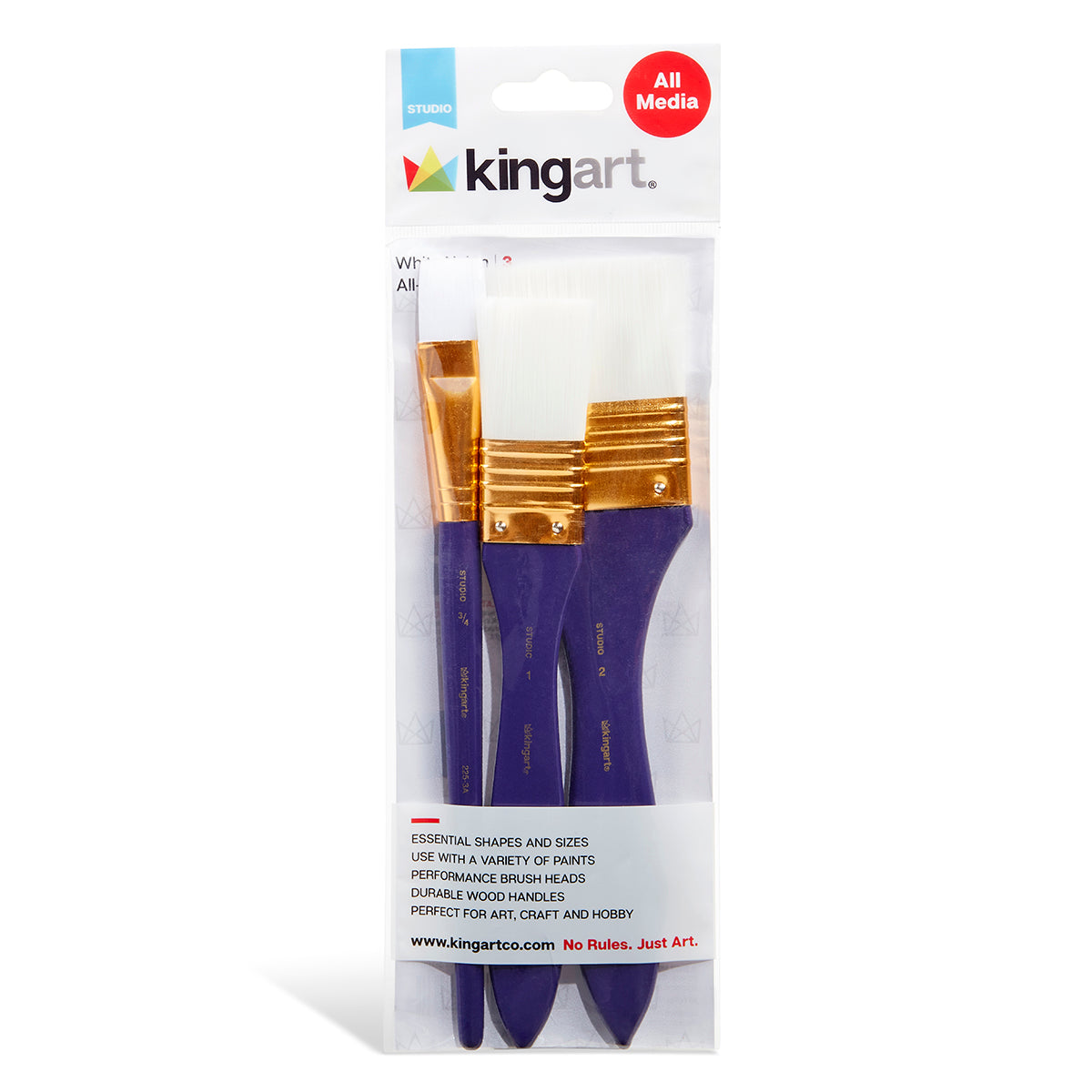 Studio Mixed Media White Nylon Brush Set - 3 pc