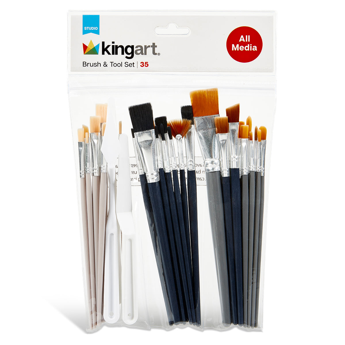 Studio Brush Set - Black & Brown Nylon & White Bristle - 35 Pieces