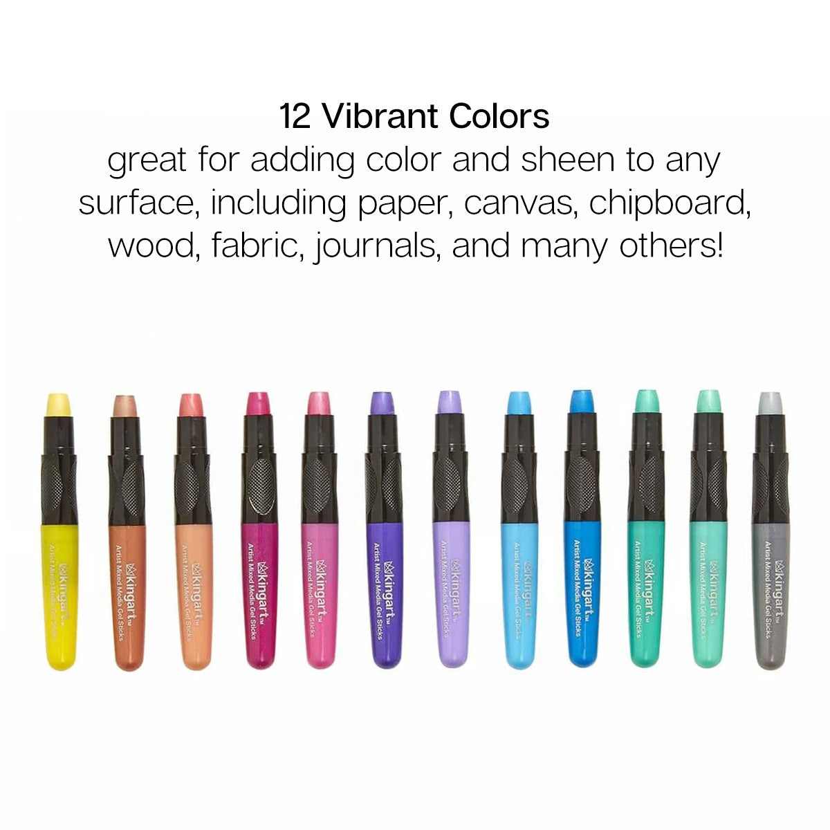 Mixed Media Gel Stick Crayons - 12 Metallic Colors