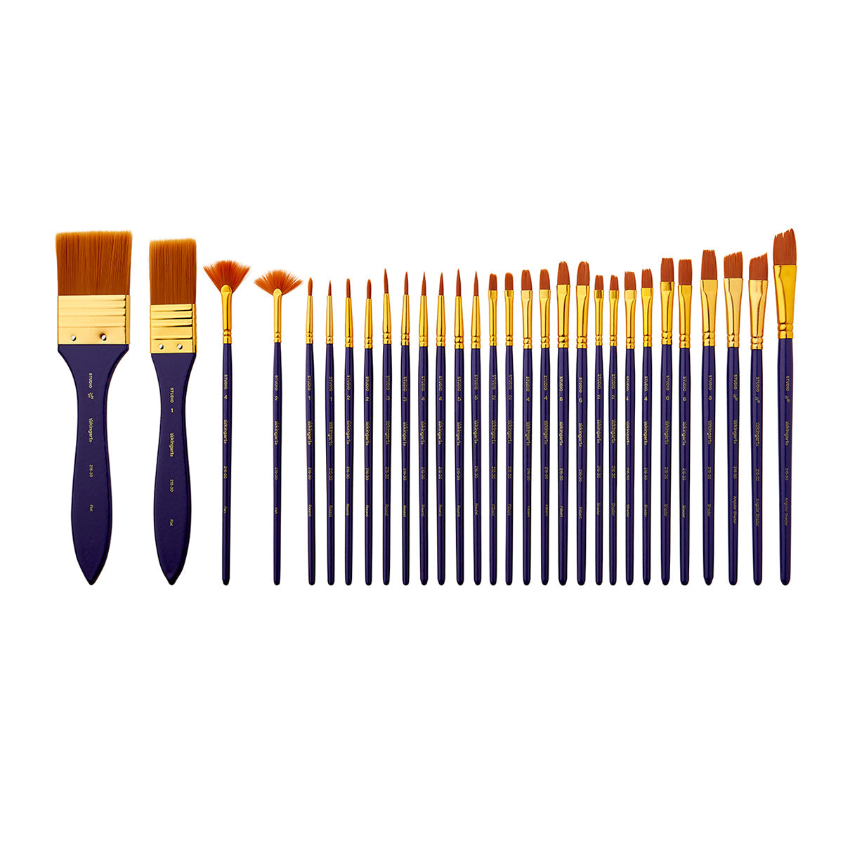 Studio Gold Nylon Brush Set - Acrylic & Watercolor - 30 pc
