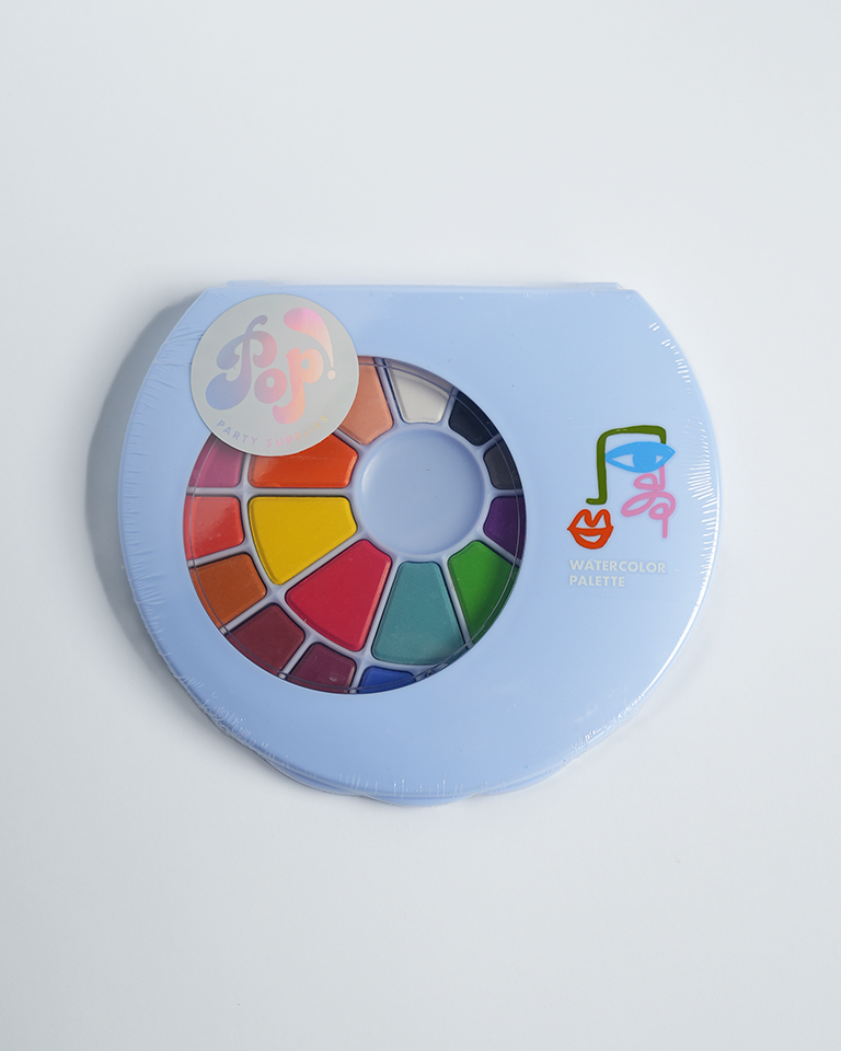 Watercolor Palette Party Favors (24 colors+brush) | Kids Craft Birthday Party Supplies | Paint Palette Party Accessories