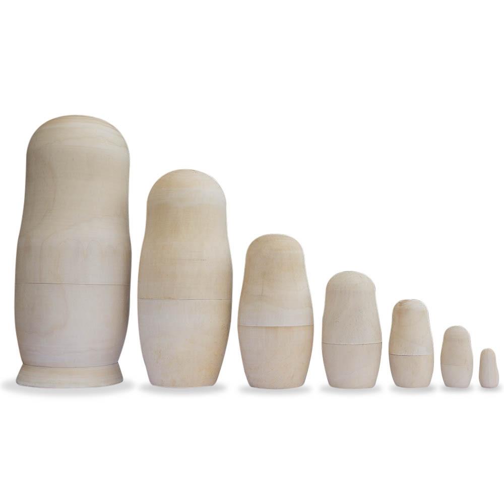Set of 7 Unfinished Wooden Nesting Dolls DIY Craft Blanks for Painting 6.75 Inches