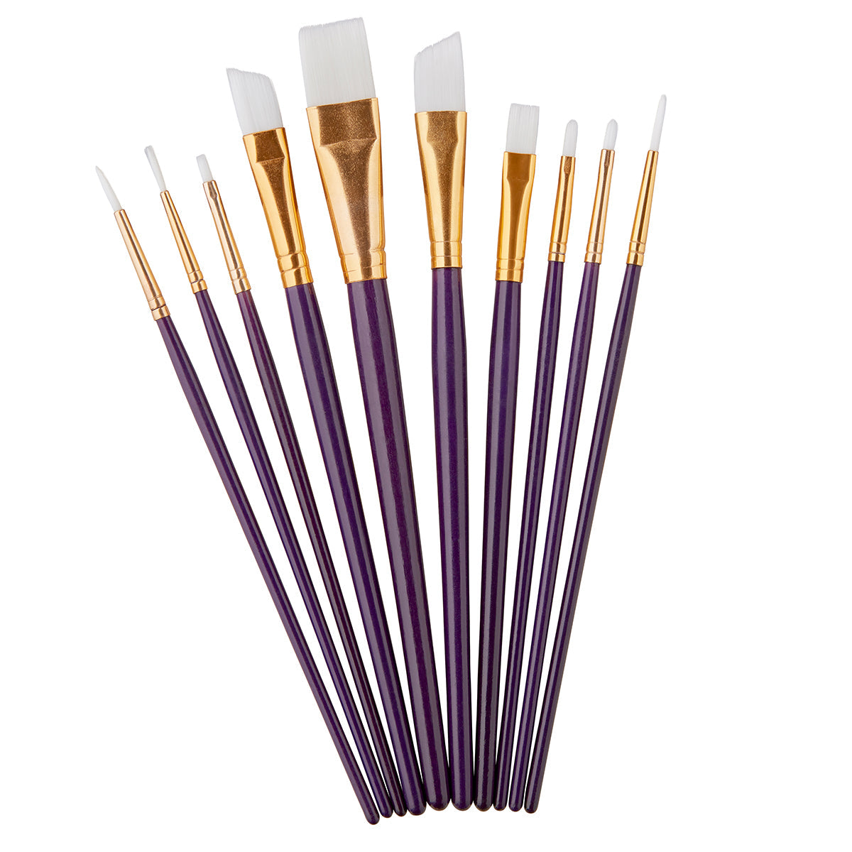 Studio White Nylon Brush Set - Acrylic & Watercolor - 10 pc