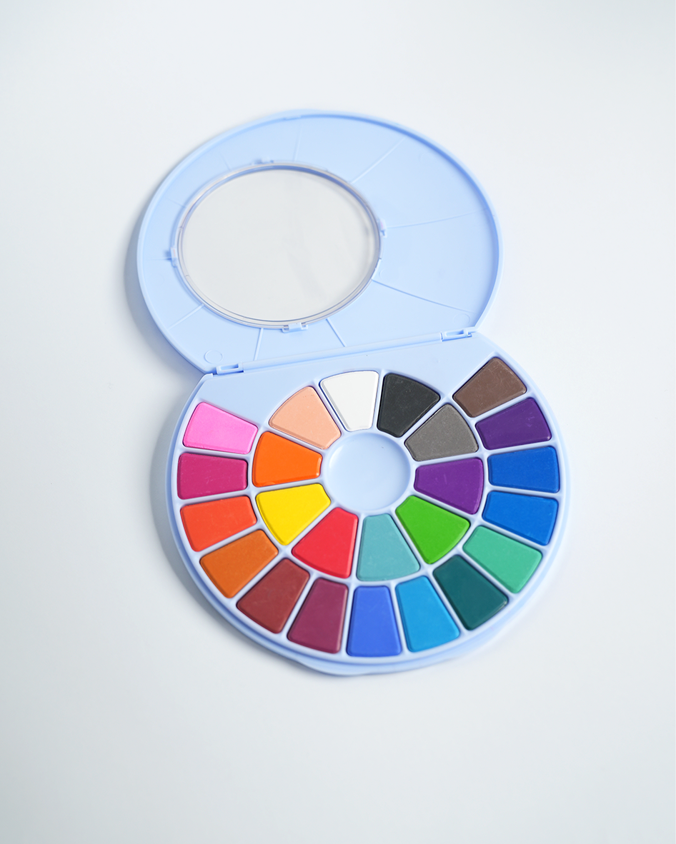 Watercolor Palette Party Favors (24 colors+brush) | Kids Craft Birthday Party Supplies | Paint Palette Party Accessories