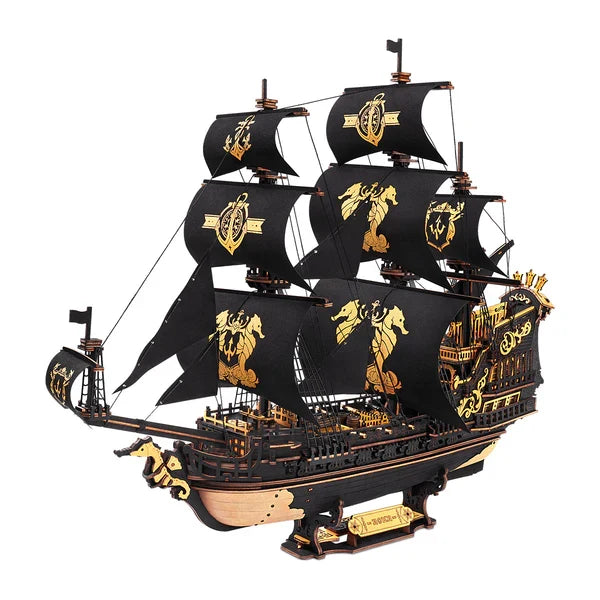 The Seahorse Barque Model Ship – 3D Wooden Puzzle by ROKR/Robotime | DIY Mechanical Ship Kit