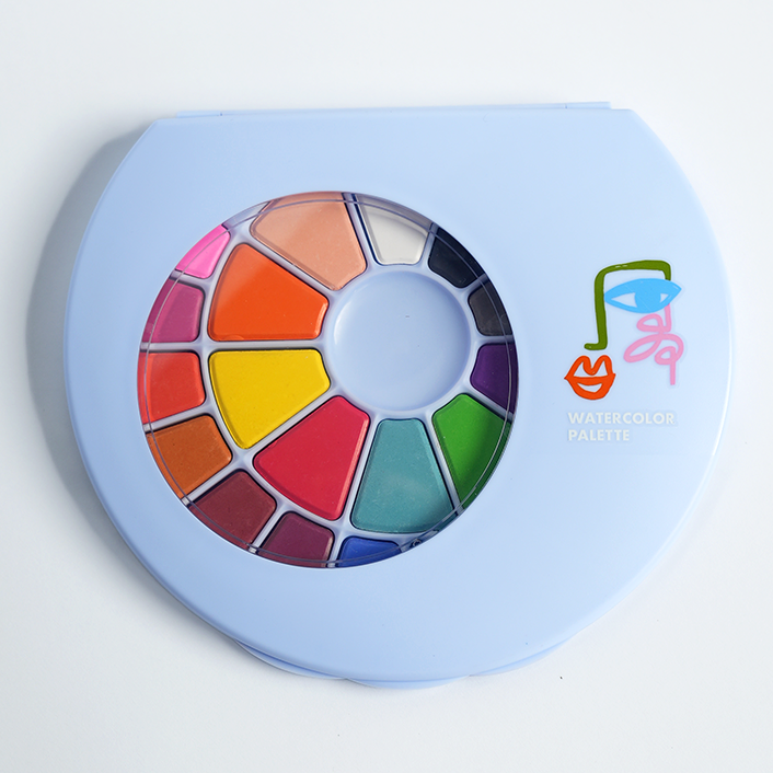 Watercolor Palette Party Favors (24 colors+brush) | Kids Craft Birthday Party Supplies | Paint Palette Party Accessories